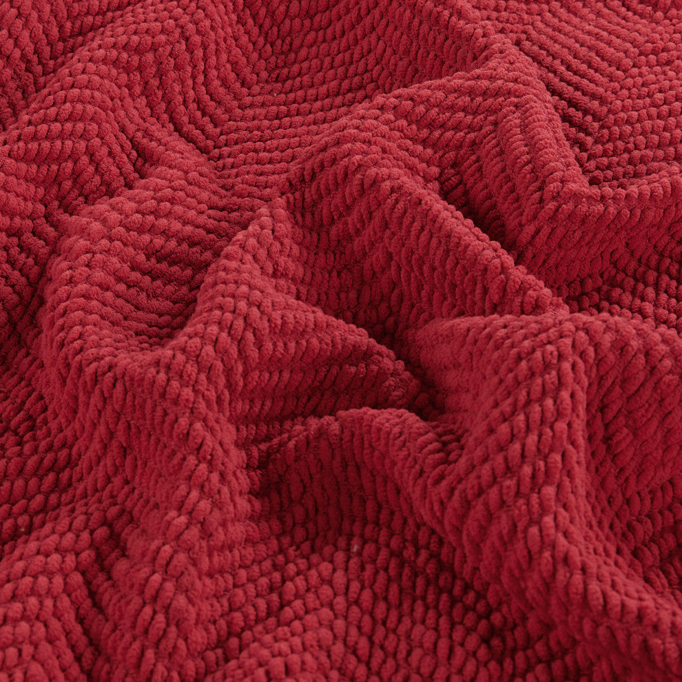 Tweed Knitted Throw Blanket, Chili Pepper Red, 50"x60"