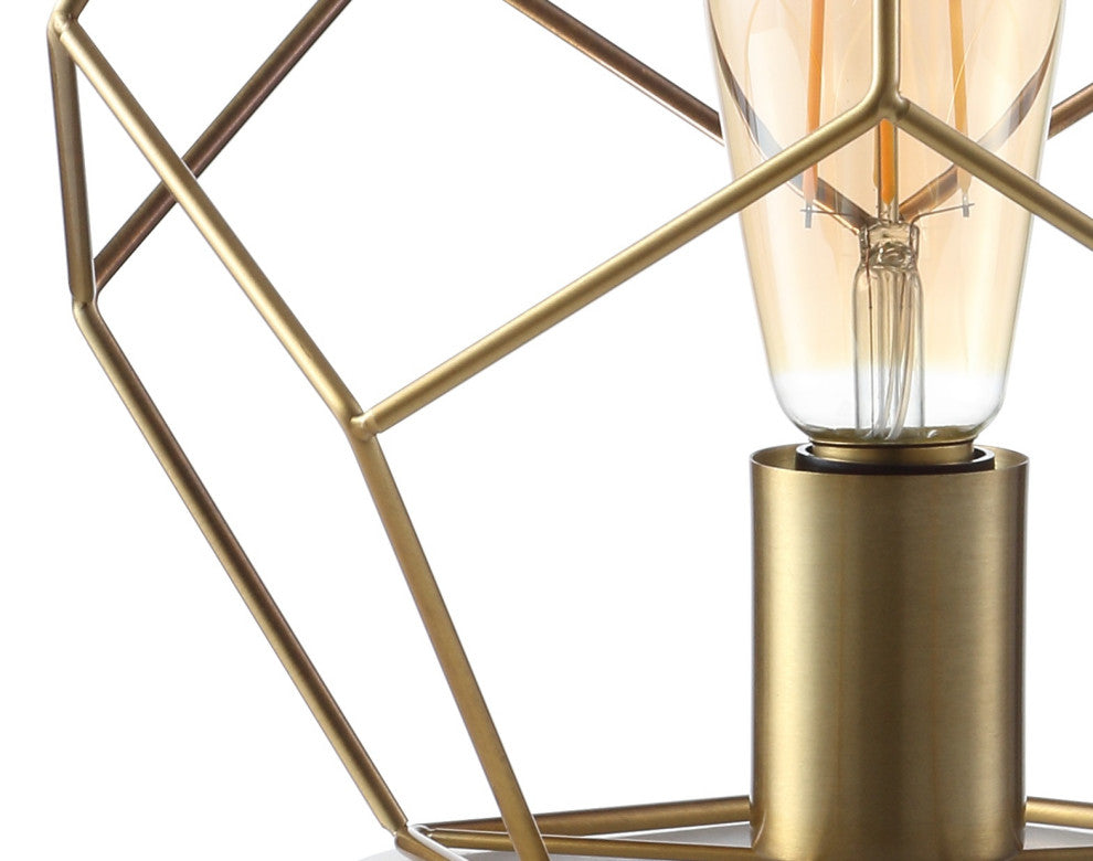 James 10" Metal and Marble Led Table Lamp, Brass