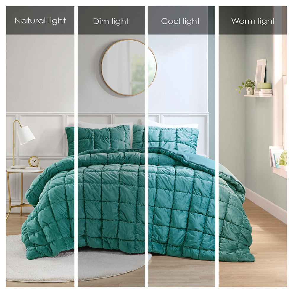 Intelligent Design Velvet Dream Puff 3 Piece Comforter Set