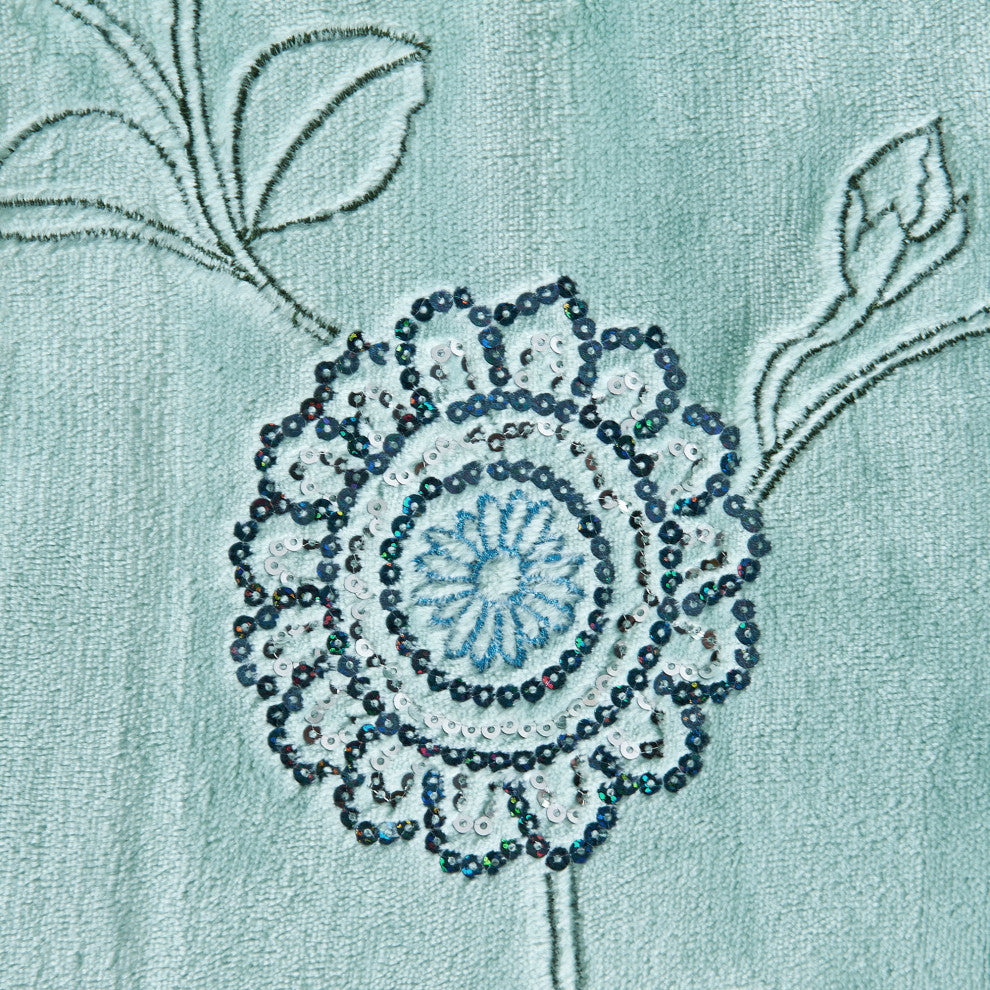 Sequin Embroidered Throw Blanket, Harbor Grey