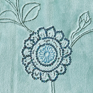 Sequin Embroidered Throw Blanket, Harbor Grey