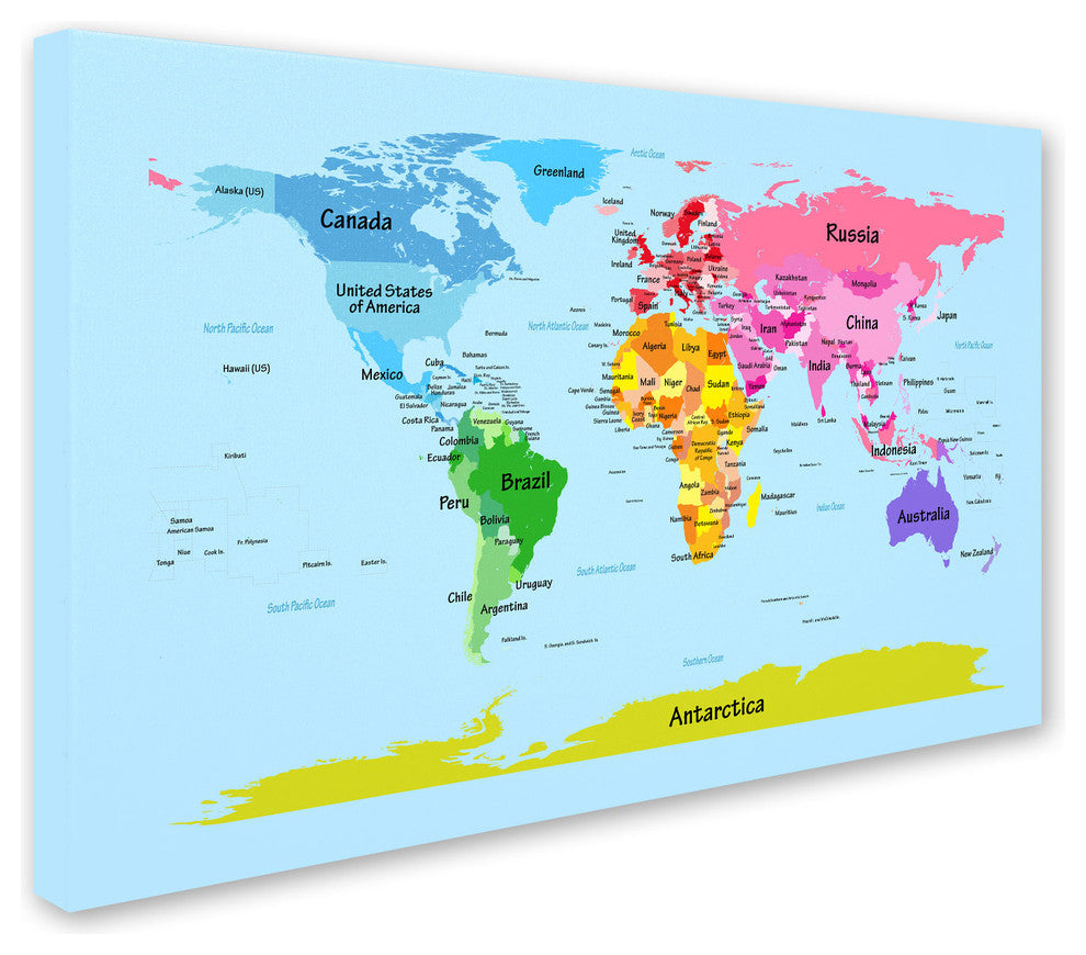 'World Map for Kids' Canvas Art by Michael Tompsett