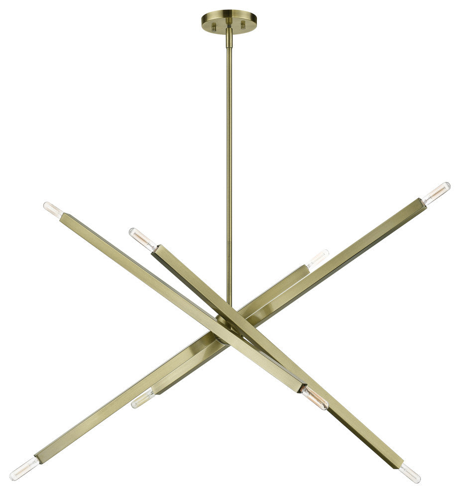 Livex Lighting Monaco 8-Light Antique Brass Large Linear Chandelier