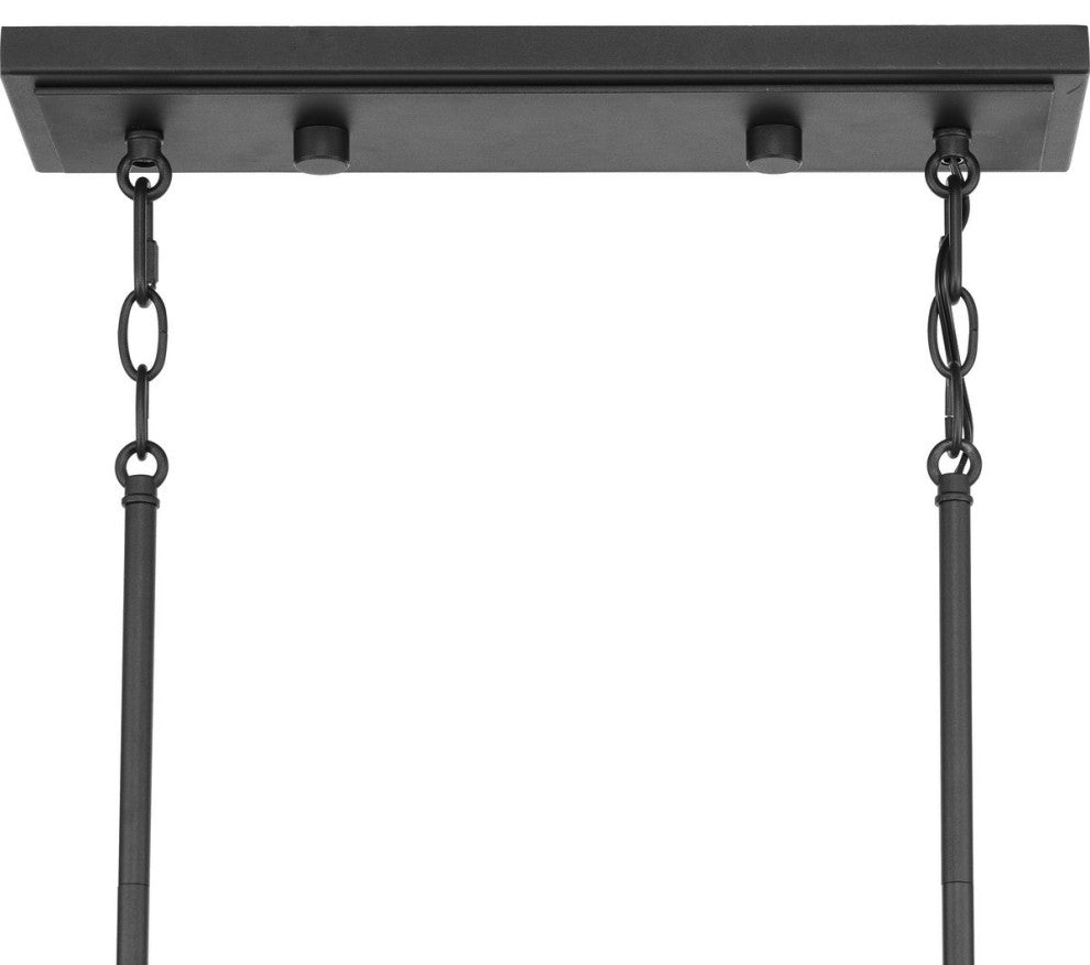 Lowery 4-Light Textured Black Linear Chandelier With Distressed Gold Leaf Accent