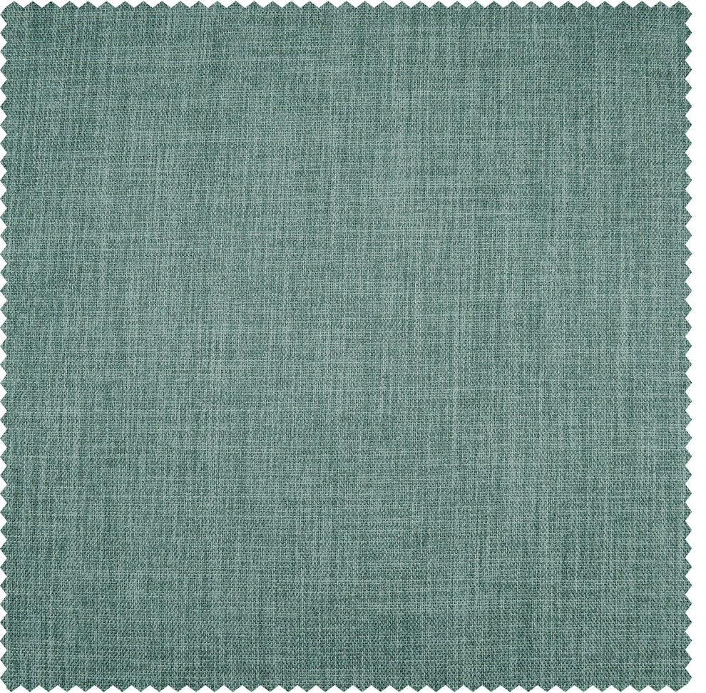 Faux Linen Grommet Room Darkening Curtain Single Panel, Sea Thistle, 50w X 120l