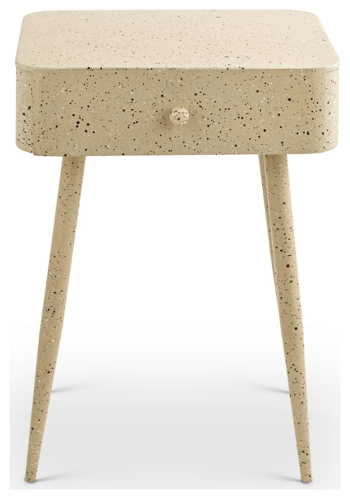 Rylan Iron Night Stand, Beige, Terrazzo