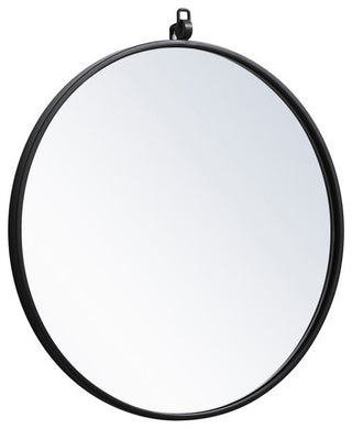 Elegant Rowan Metal Frame Round Mirror With Decorative Hook 21" MR4721BK - Black