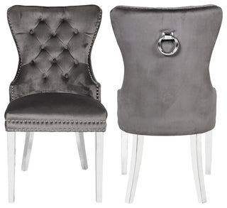 Home Beyond Tufted Velvet Wingback Dining Chairs Set of 2, Gray