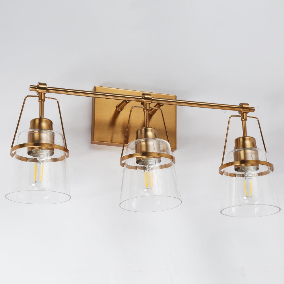 LNC Polished Gold Modern Glass Bell Wall Sconce, 3 Lights