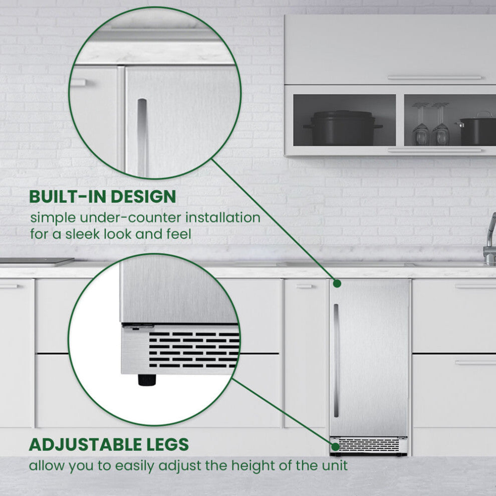 Grandeur Series 15" Stainless Steel Undercounter Ice Maker, Touch Controls