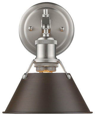 Golden Orwell 1 Light Bath Vanity, Pewter, Rubbed Bronze Shade