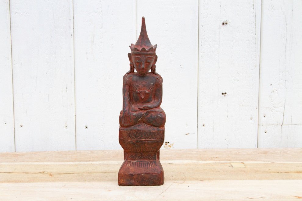Carved & Painted Praying Buddha