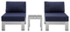 Shore Sunbrella Fabric Outdoor Patio Aluminum 3 Piece Set Silver Navy