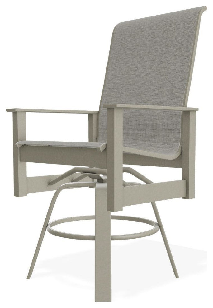 Leeward Sling Balcony Height Outdoor Swivel Armchair, Burke/Storm