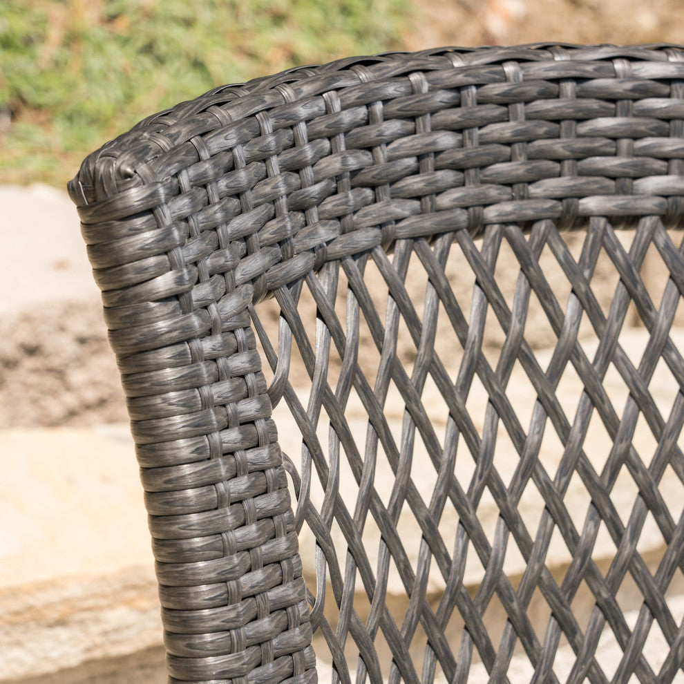 GDF Studio 7-Piece Haley Outdoor Wicker Dining Set, Gray