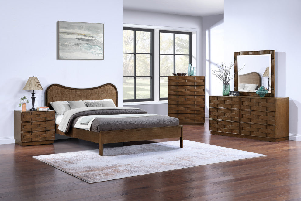 Weave Oak Veneer Chest, Brown