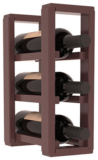Pine 3-Bottle Countertop Wine Rack, Walnut + Satin