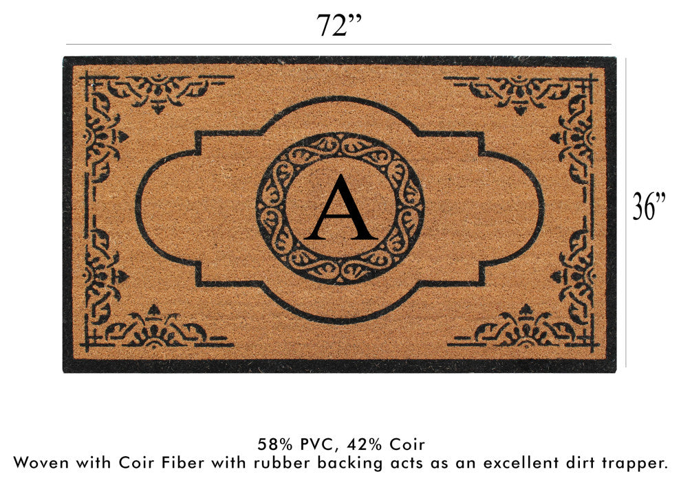 Hand Crafted Abrilina 36"x72" Coir Double Doormat Monogrammed, A