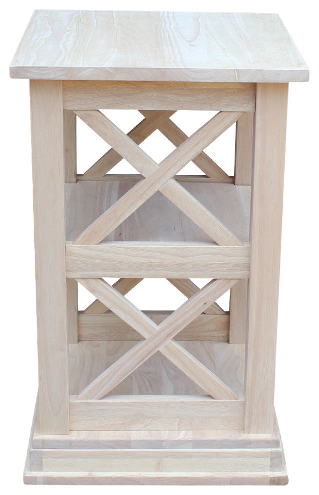 Hampton Accent Table With Shelves, Unfinished