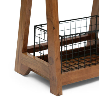 Motson Modern Industrial Handcrafted Acacia Wood Coat Rack with Bench Storage