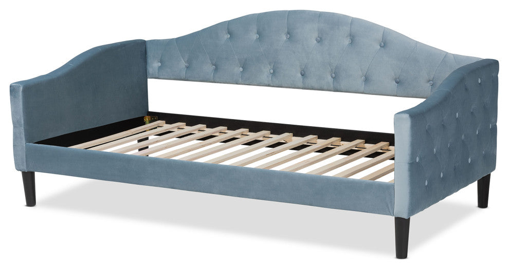 Lizaben Contemporary Velvet Fabric Upholstered Daybed, Twin, Light Blue