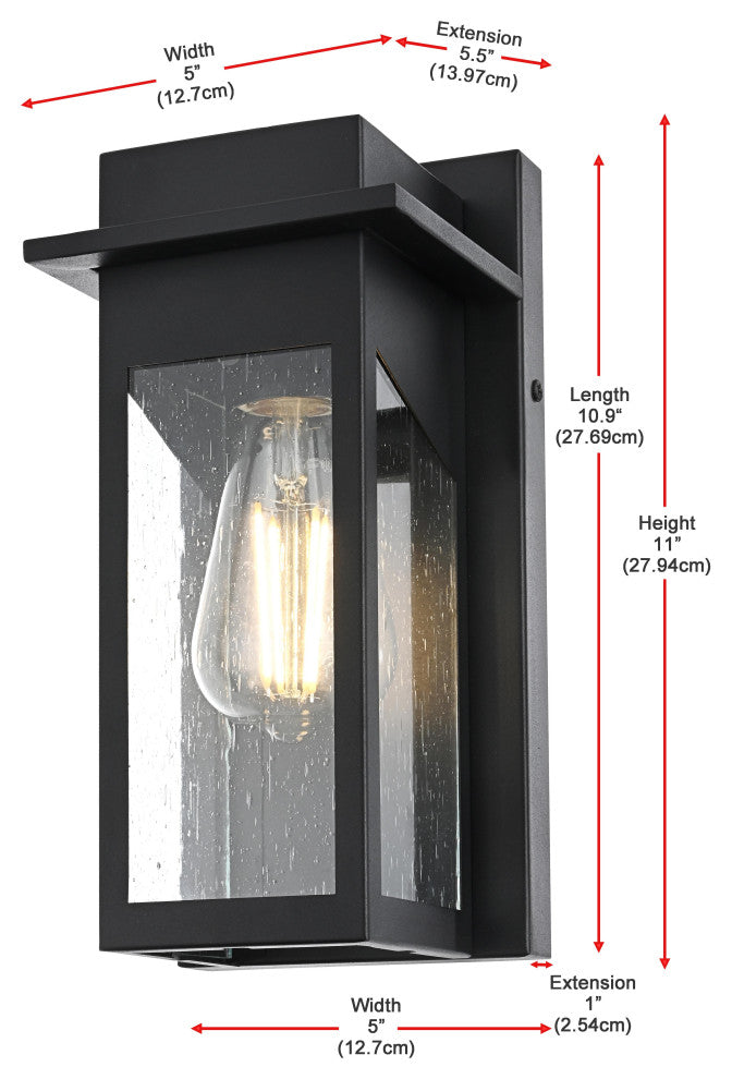 Home Living 5" Outdoor Wall Sconce, Black