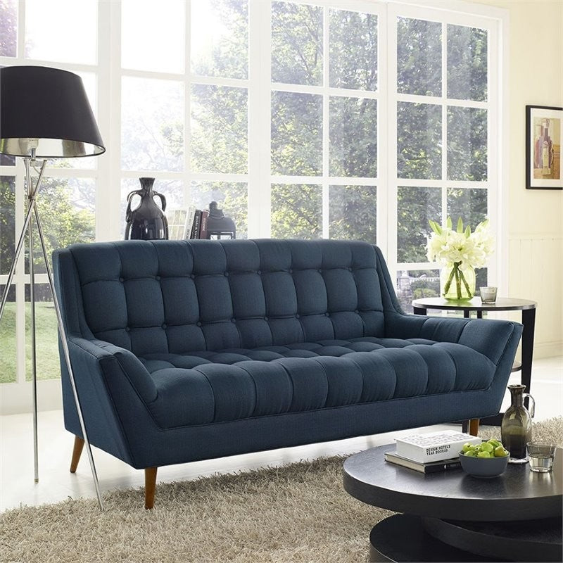 Modern Contemporary Fabric Loveseat , Navy, Fabric