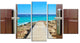 "Door Open To Wooden Ocean Pier" Wooden Sea Bridge Wall Art, 5 Panels, 60"x32"