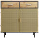 32" Tall Metal 2-door Accent Cabinet with 2-drawer, Gold