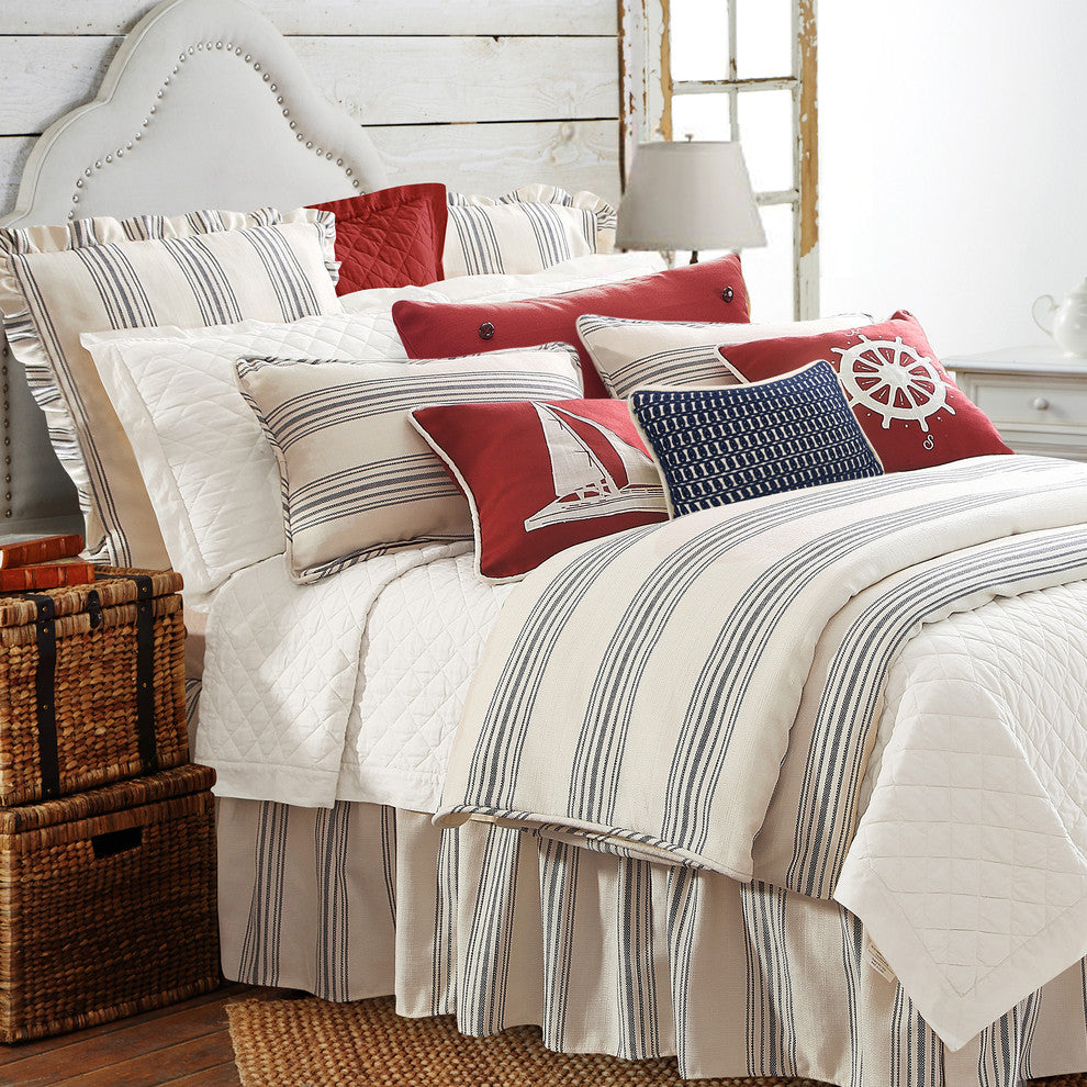 3-Piece Prescott Stripe Set, Navy, Super Queen