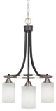 Paramount 3-Light Chandelier, Matte Black & Brushed Nickel, 4" White Muslin
