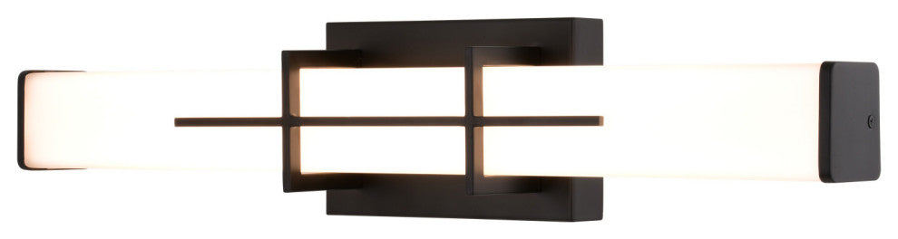 Fuller Park 1-Light LED Matte Black Bathroom Vanity Fixture White Glass