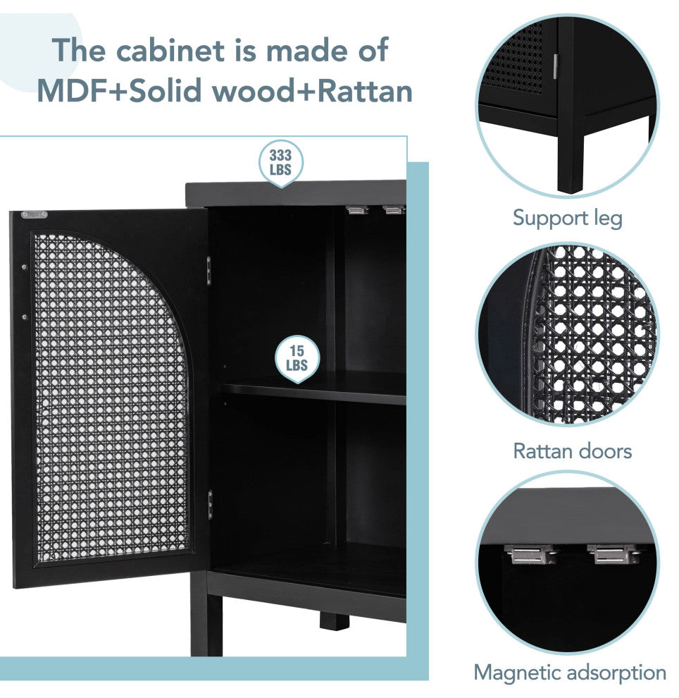 TATEUS 60" Kitchen Sideboard Storage Buffet Cabinet, Black