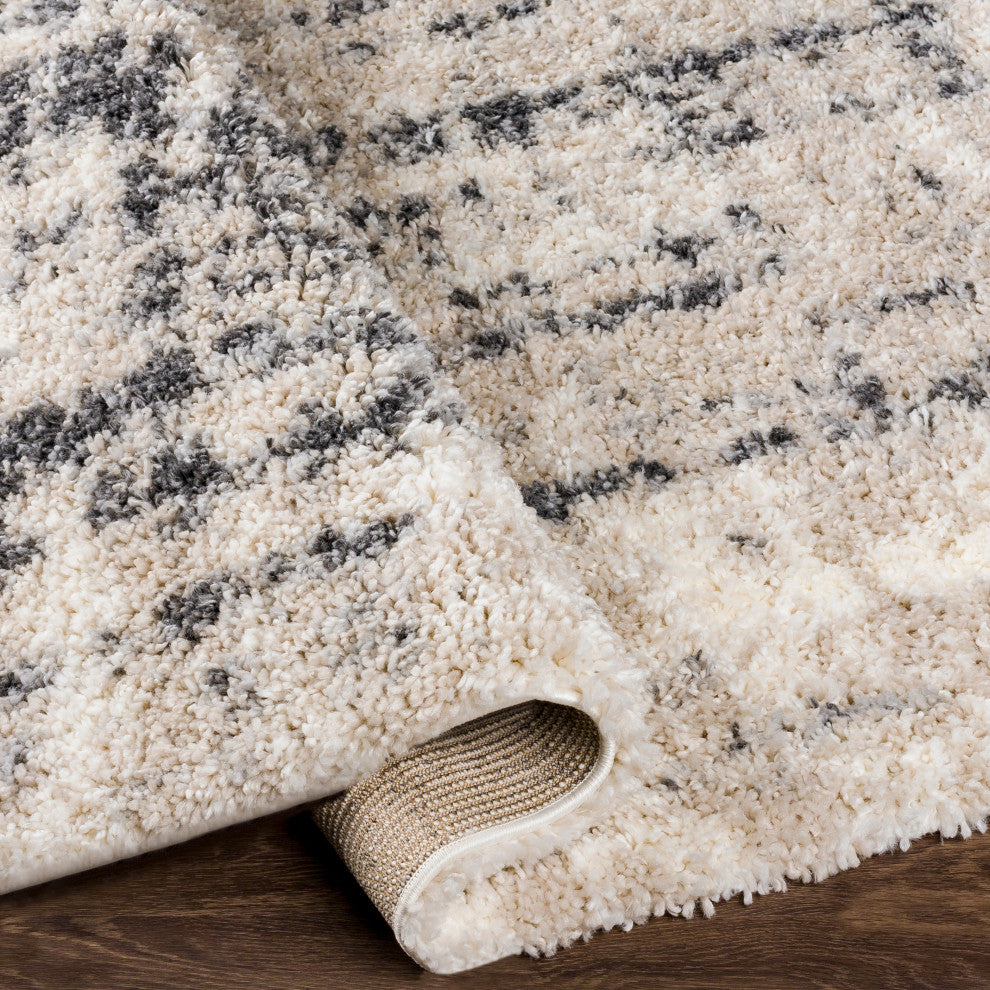 Surya Eskimo Shag ESG-2306 Machine Woven Area Rug, Light Beige, 6'7" x 9'