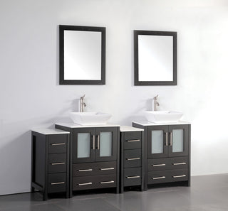 Vanity Art Bathroom Vanity Set With Sink, Espresso, 72", Standard Mirror