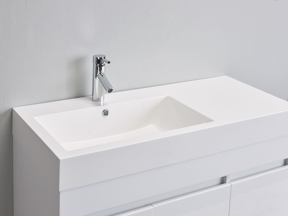 Eviva Beach 39" White Modern Bathroom Vanity Set Integrated White Acrylic Sink