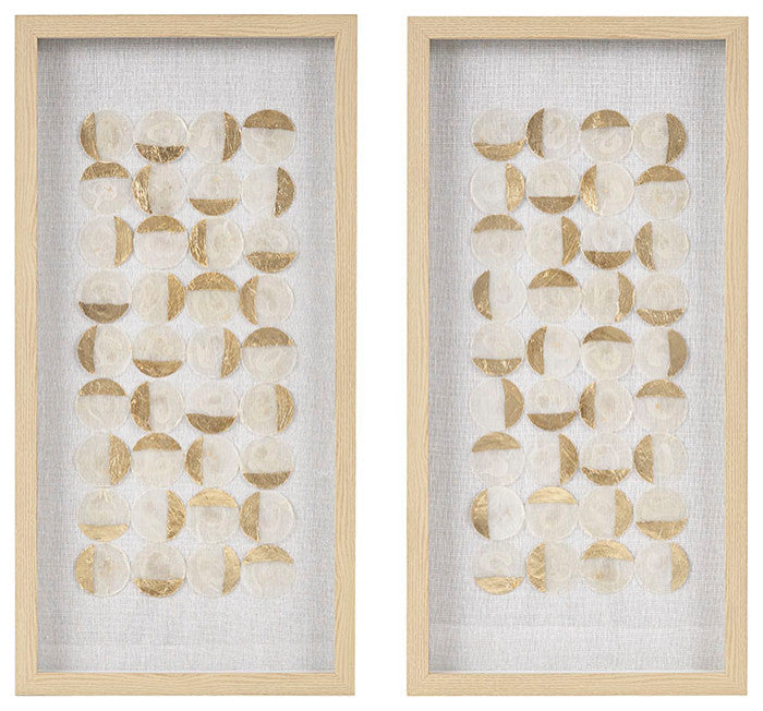 Madison Park Aurelian Emblem Capiz Shells Hand-Painted Detail 2-Piece Wall Decor