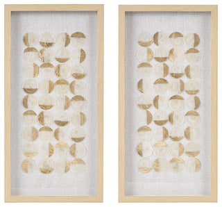 Madison Park Aurelian Emblem Capiz Shells Hand-Painted Detail 2-Piece Wall Decor