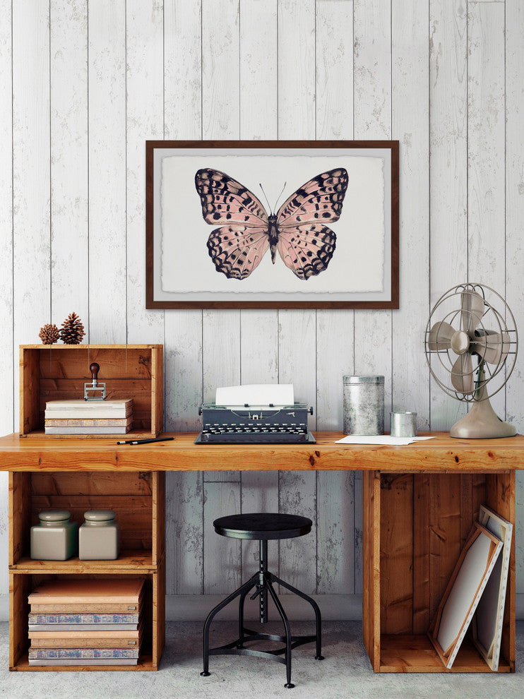 "Pink and Black Wings" Framed Painting Print, 24"x16"
