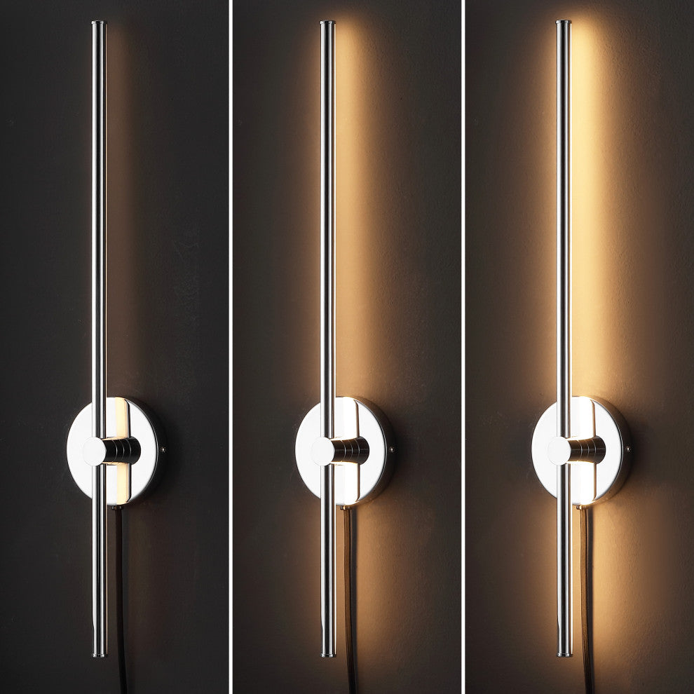 1-Light Modern Minimalist Iron Adjustable Bar Integrated LED Plug-In Sconce
