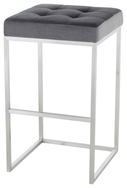 Chi Tarnished Silver Fabric Bar Stool