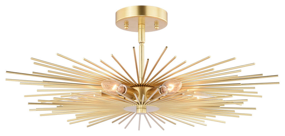 Nikko 24-in Semi Flush Ceiling Light Gold