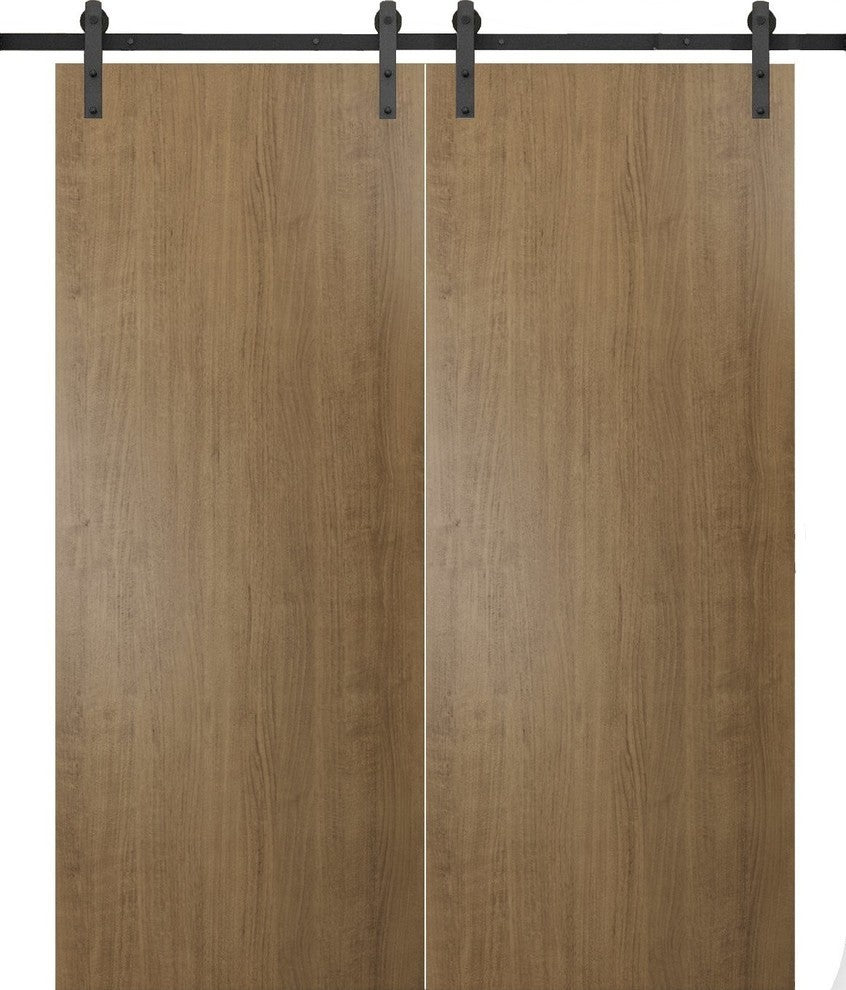 Sliding Double Barn Doors 72 x 80 & 13FT Rail | Planum 0010 Smoky Walnut