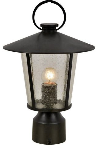 Crystorama AND-9207-SD-MK, 1-Light Outdoor Lantern Post, Matte Black