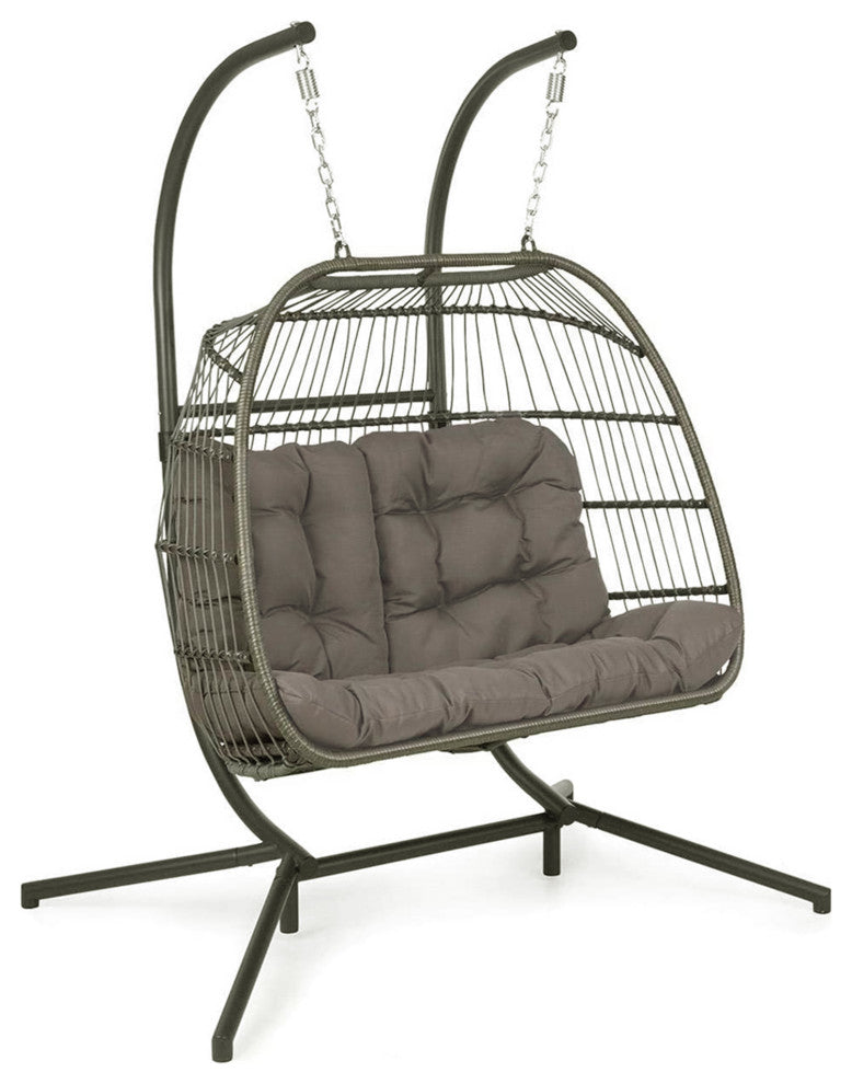 Outdoor Wicker X-Large Double Swing Chair Hanging Egg Chair With Cushion