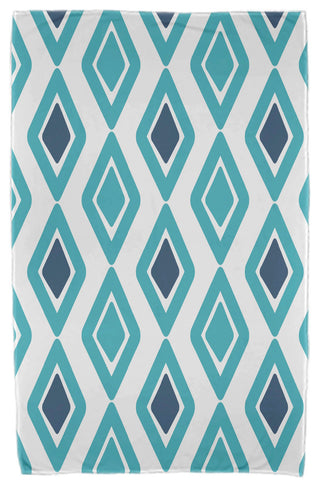 30x60" Diamond Jive 2, Geometric Print Beach Towel, Aqua