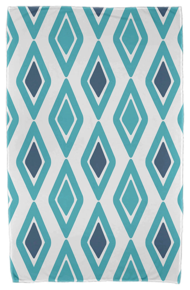 30x60" Diamond Jive 2, Geometric Print Beach Towel, Aqua