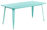 31.5''x63'' Rectangular Mint Green Metal Indoor-Outdoor Table