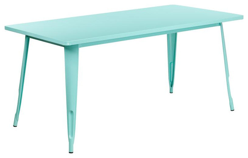 31.5''x63'' Rectangular Mint Green Metal Indoor-Outdoor Table