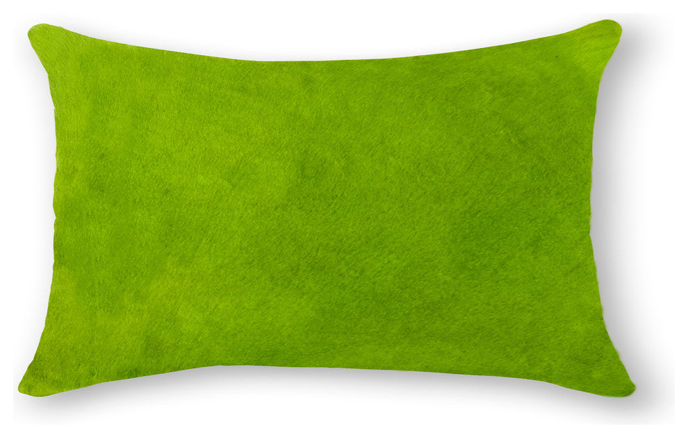 Torino Cowhide Pillow, Lime, 12"x20"